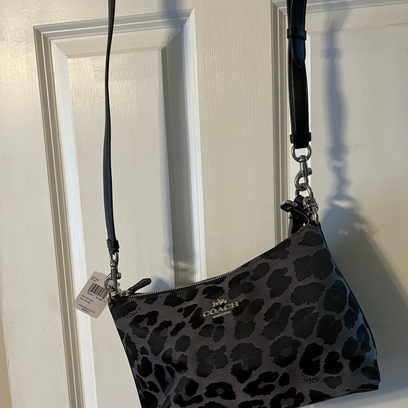 NWT Coach purse handbag black animal print leopard - Picture 6 of 9